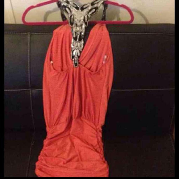 Peach mini halter top dress, read description. - Picture 2 of 3