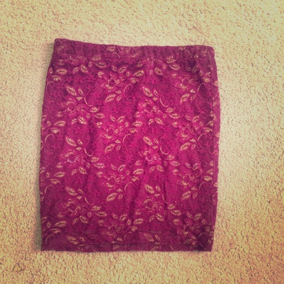 Beautiful maroon lace skirt