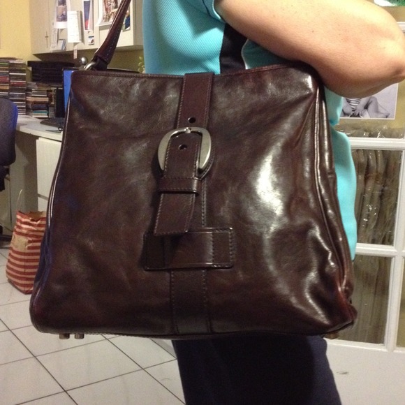 Cognac genuine leather handbag
