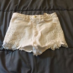 White high waisted shorts.