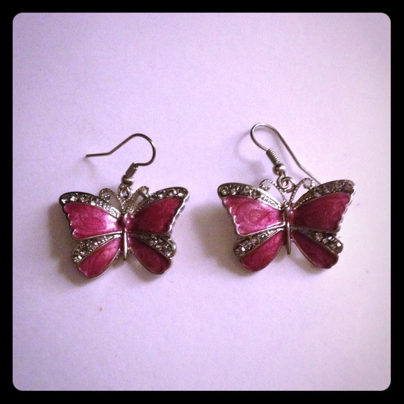 💰Cute purple butterfly enamel sterling earrings - Picture 1 of 1