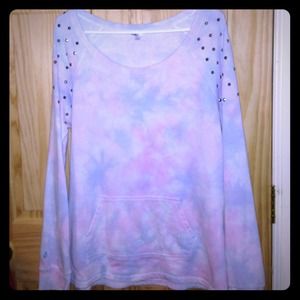 Pink and purple tie dye studded sweater