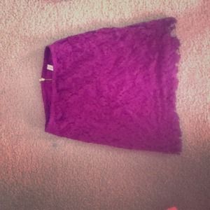 Purple lace skirt, slightly destressed.