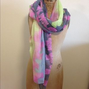 Soft and lightweight grey lime and pink scarf