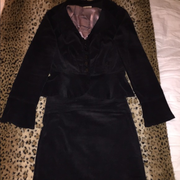 Arden B Black Peplum Suit