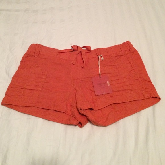Burnt Orange Drawstring Beach Shorts