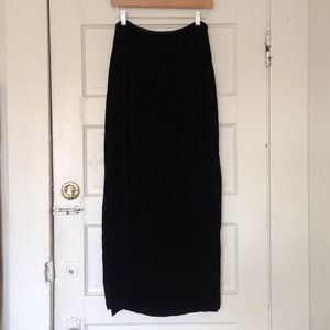 Black velvet maxi skirt
