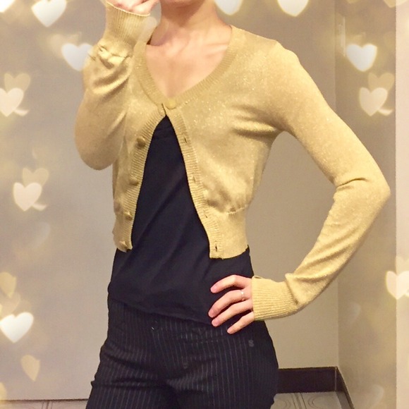 gold cropped cardigan