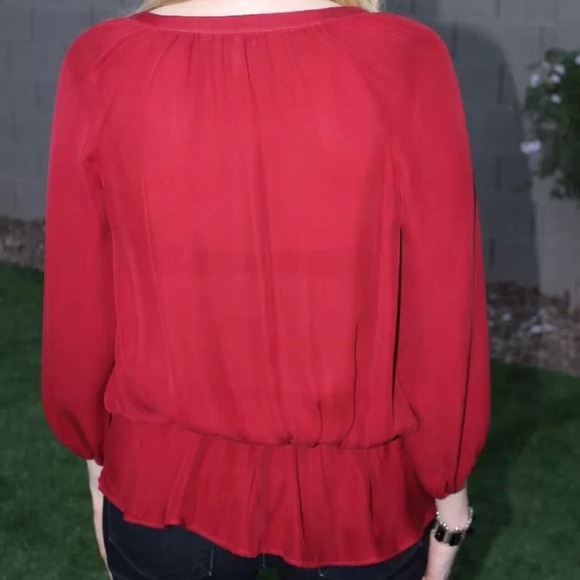 Joie Silk Blouse, Medium, Red - Picture 2 of 4