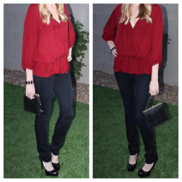 Joie Silk Blouse, Medium, Red - Picture 3 of 4