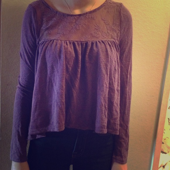 Purple long sleeve with flower lace