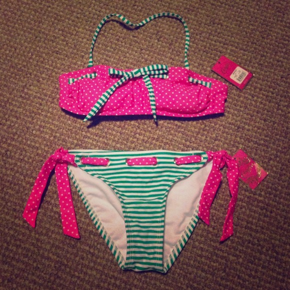 Candie's Polka & Stripes Swimsuit
