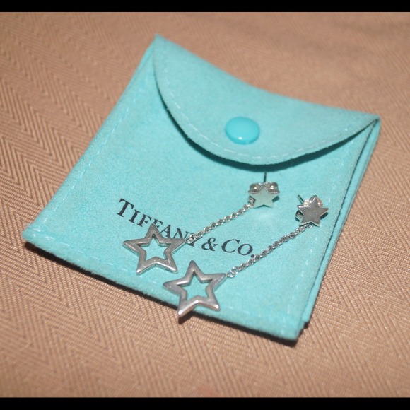 Tiffany & Co Sterling Silver Star Drop Earrings