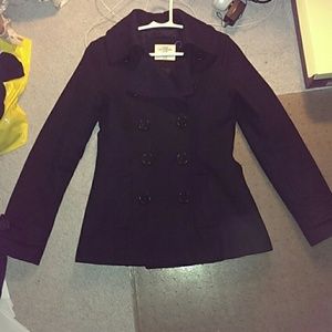 H&M US 4 dark navy wool pea coat winter