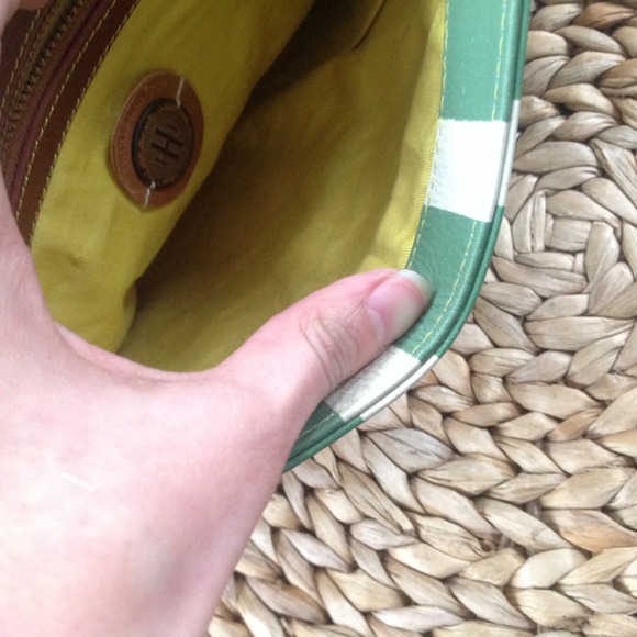 Anthropologie Green Striped Leather Clutch - Picture 3 of 4