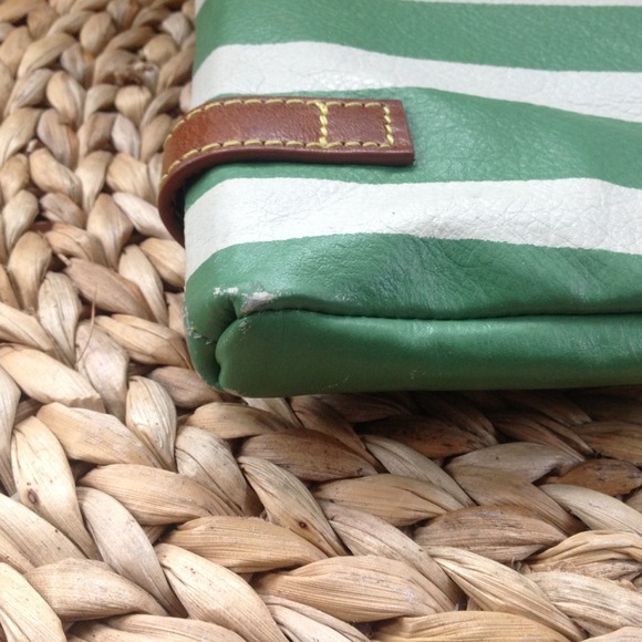 Anthropologie Green Striped Leather Clutch - Picture 4 of 4