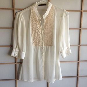 RESERVED  Sheer Blouse, cream color size S