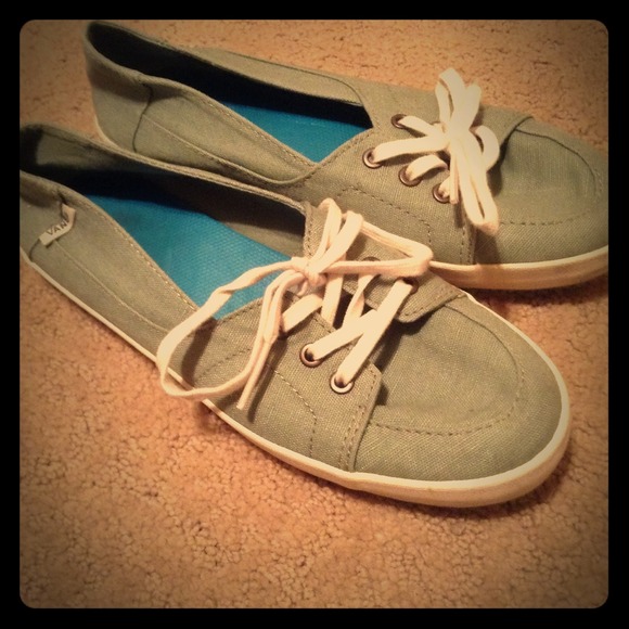 Green vans slip ons