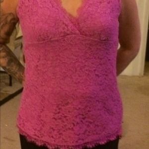 New. York & Company Pink floral lace top