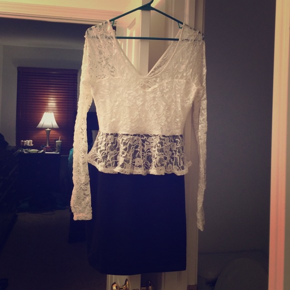 White lace/black peplum dress. BNWOT
