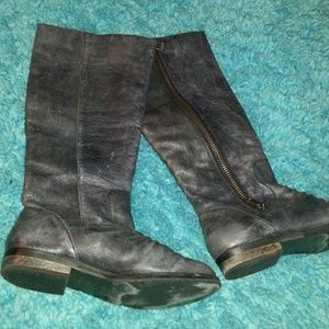 Gray leather knee-high boots!!