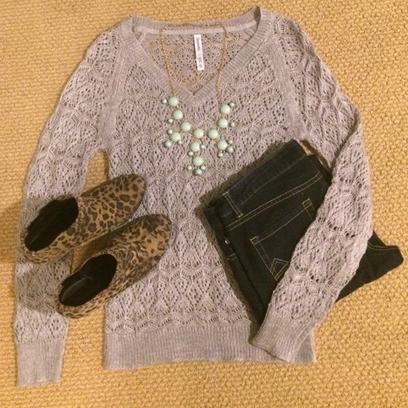 *SOLD!* NWOT Crocheted Grey Sweater