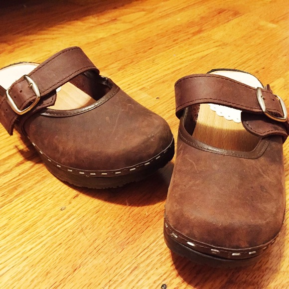 Brown clogs