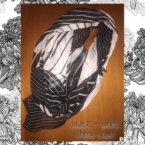 Black and white sheer scarf