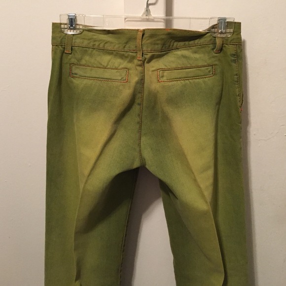 Brand new vintage Etro wide leg lime green jeans size 26 - Picture 3 of 3