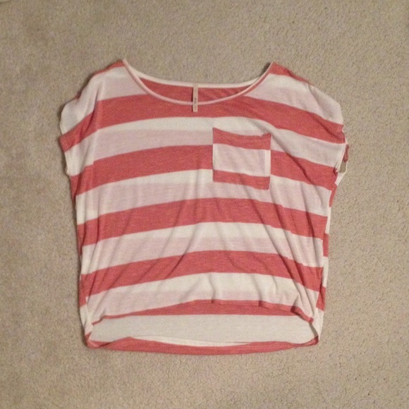 Orange striped high low shirt