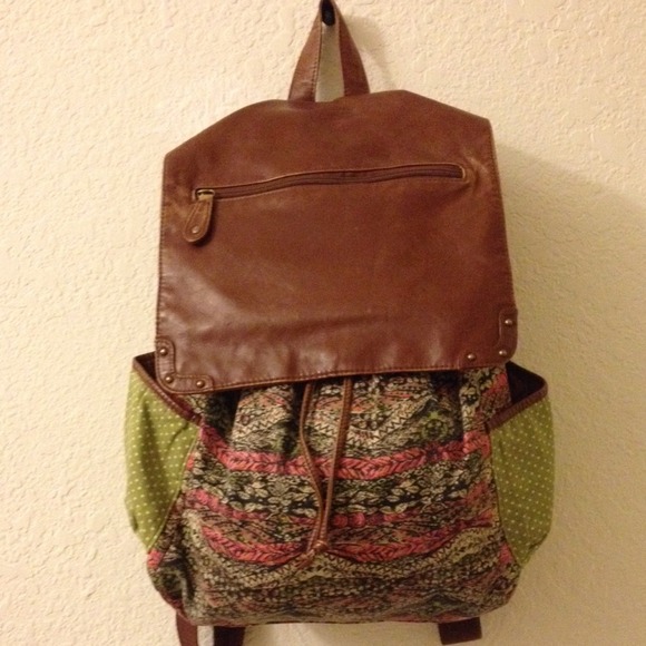 Tribal cognac leather backpack