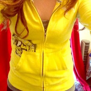 Bright yellow Victoria's Secret zip up hoodie