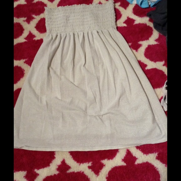 Silver and white striped dress
