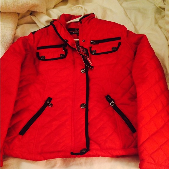 Cute red and black quilted jacket!