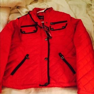 Cute red and black quilted jacket!