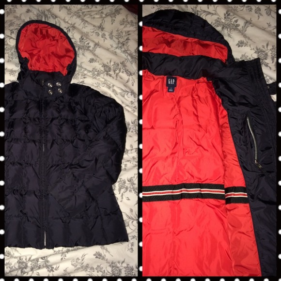 Black Gap down puffer jacket with detachable hood