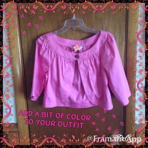 Cute Crop Pink Pleated Flowy One Button Jacket