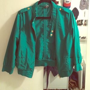 Emerald green motor cycle jacket nylon material