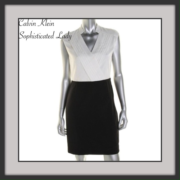 Chic CALVIN KLEIN Cream & Blk Dress