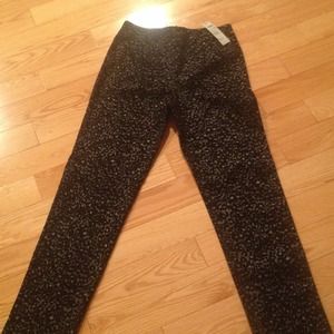 Cache black leopard velvet pants