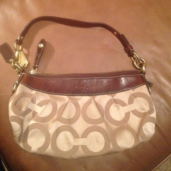 Coach Handbags - Small authentic coach bag, gold and brown leather