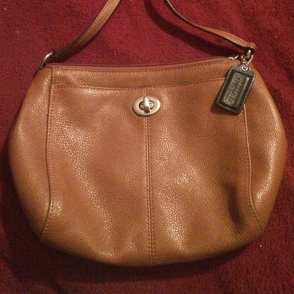 Coach brown leather cross body
