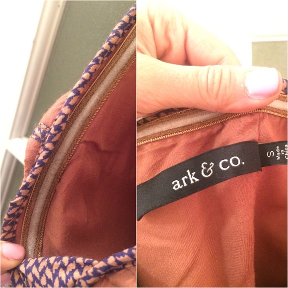 Light Brown and Navy Patterned Dress - Picture 2 of 4