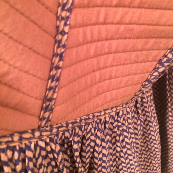 Light Brown and Navy Patterned Dress - Picture 3 of 4