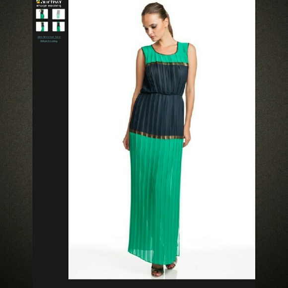 Bcbg Maxazria emerlad strech pleated sleeves dress