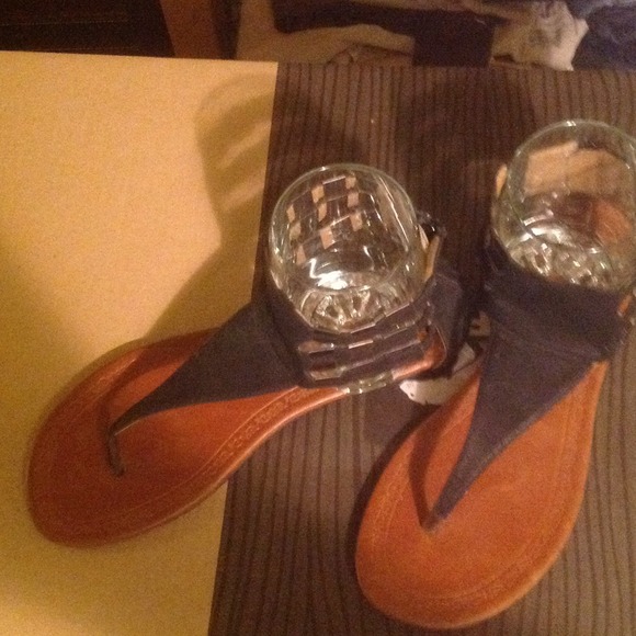 Henry Ferrera Black Thong Sandals, Size 10