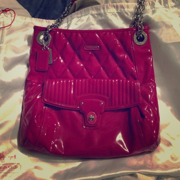 Glossy pink authentic Coach handbag