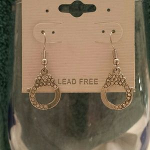 Silver and crystal handcuff earrings and necklace