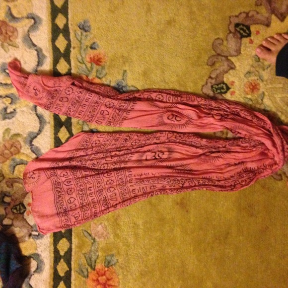 Pink thin aztec design hippy scarf
