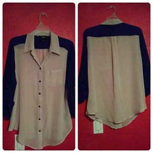 Chiffon Beige & Black top